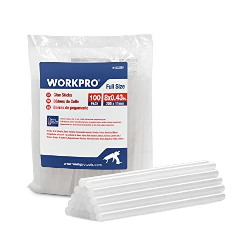 WORKPRO Hot Glue Sticks 11mm x 200mm, 100-pack, Glue Gun Sticks Resin EVA for DIY Hobbycraft General Repairs, Home Decoration and Gluing Projects,